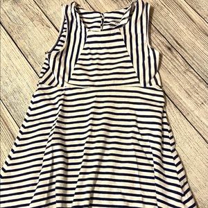 Navy blue and white striped dress